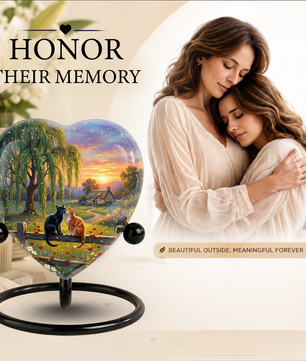 Personalized Cat Urn for Ashes – Heart-Shaped Pet Memorial Urn, Custom Cat Urn for Cats, Unique Keepsake Cremation Urn