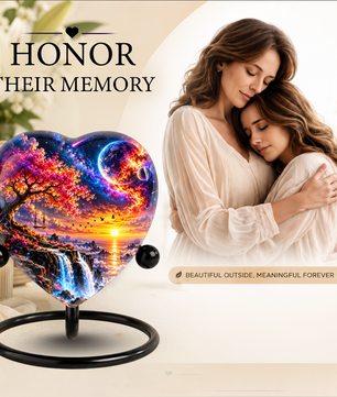 Fantasy Tree Heart Cremation Urn for Ashes, Personalized Adult Memorial Urn, Heart Shaped Cremation Urn