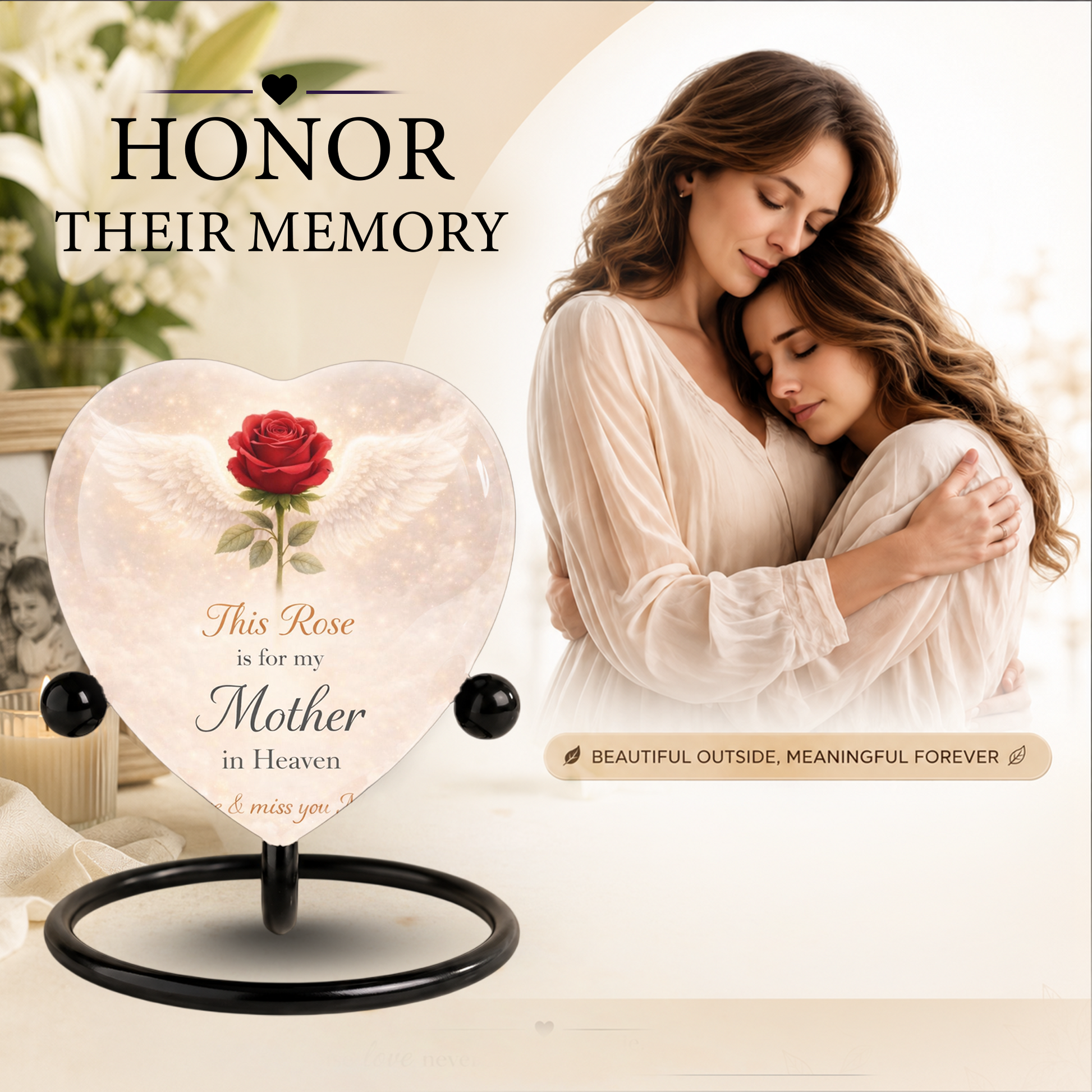 Rose Wings Urn for Adult Ashes – Angel Wings Adult Cremation Memorial Urn