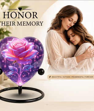 Rose Heart Urn for Mom – Personalized Keepsake Urn for Mom, Beautiful Cremation Urn for Female Ashes