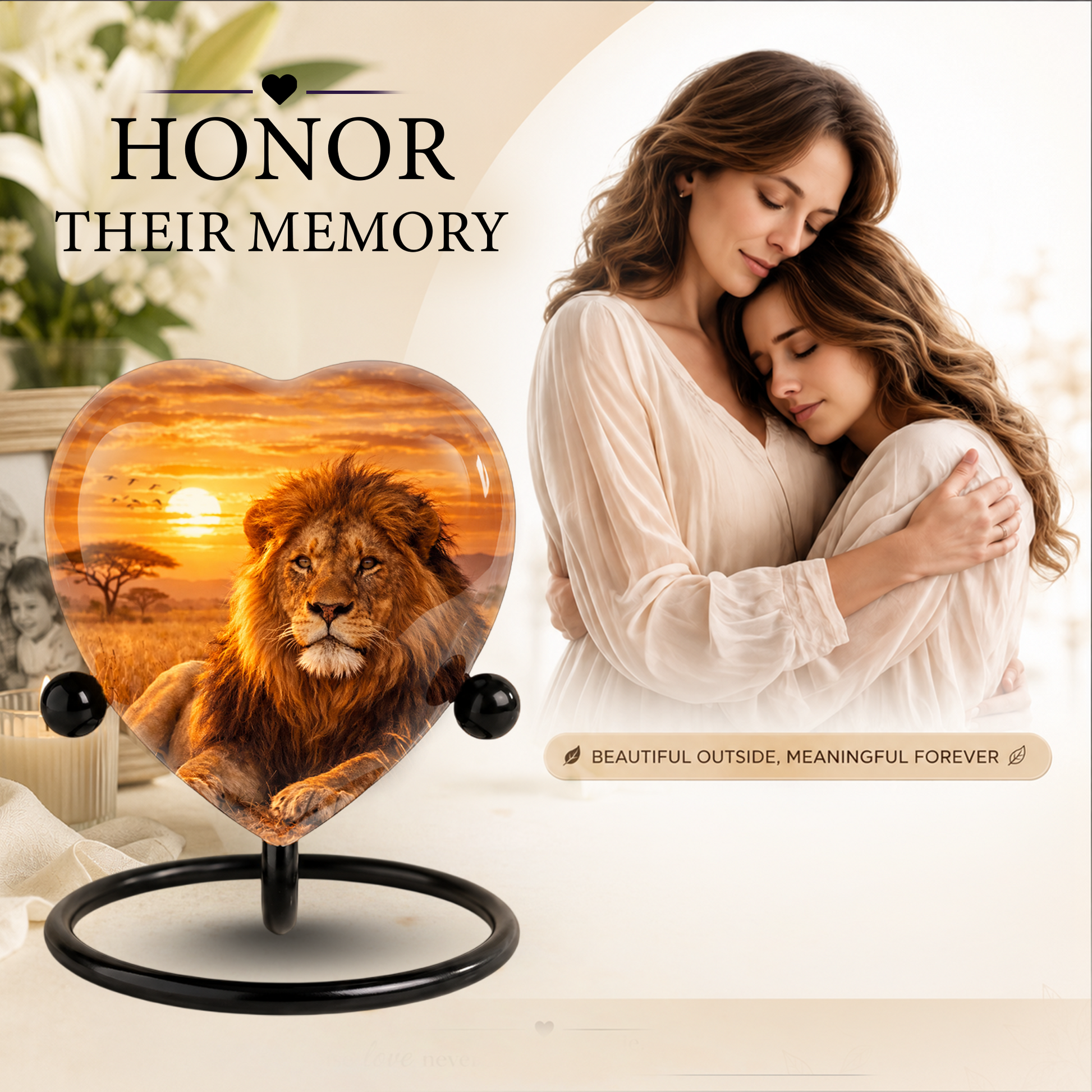 Lion Sunset Urn, Adult Urn, Urns for Adult Ashes, Adult Urns for Ashes, Adult Cremation Urn