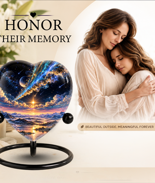 Optimized SEO Title Galaxy Mountain Heart Cremation Urn for Ashes, Personalized Adult Memorial Urn