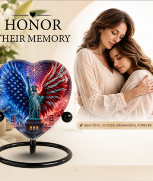 American Eagle Wings Statue of Liberty Urn – Adult Urn for Ashes, Patriotic Cremation Urn