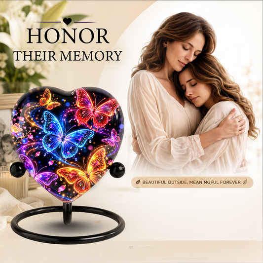 Butterfly Adult Urn for Ashes, Colorful Glowing Butterfly Memorial Urn, Rainbow Butterfly Cremation Urn