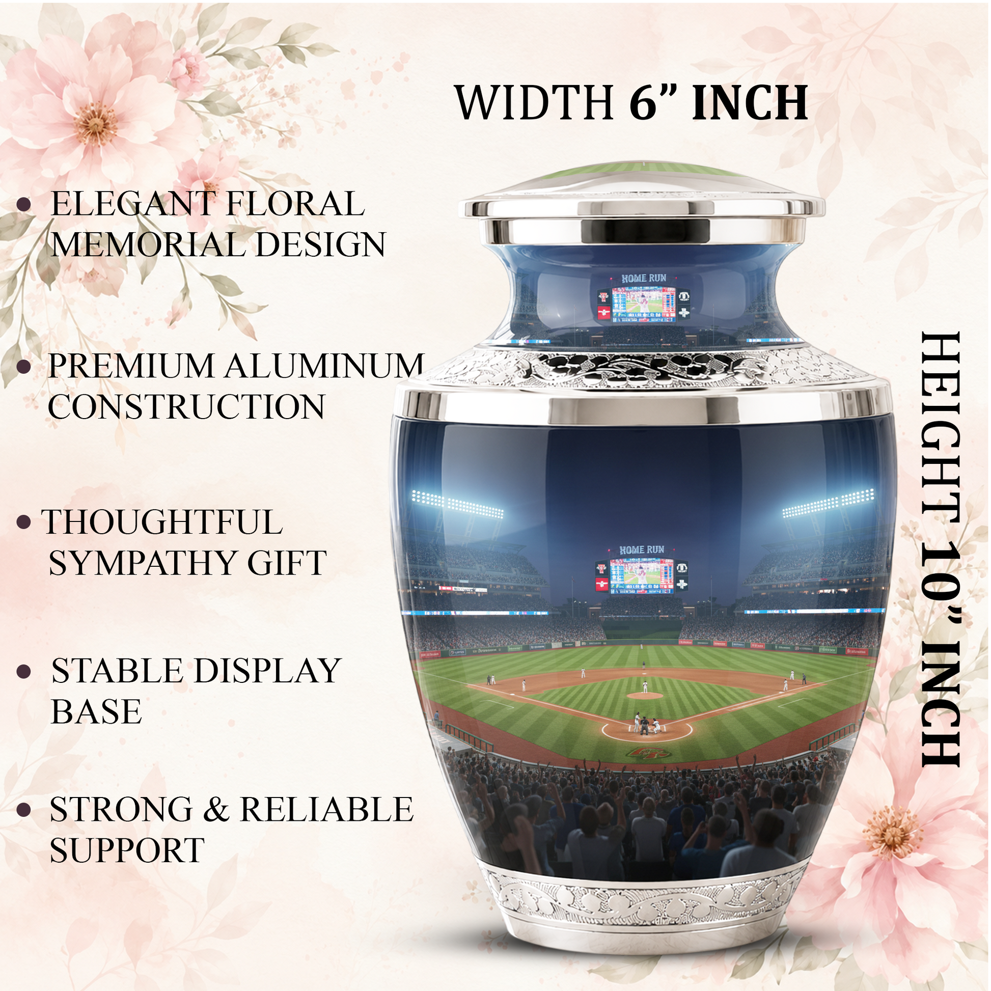 Baseball Stadium Cremation Urn for Dad, Personalized Urn for Human Ashes Male