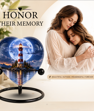 Lighthouse Adult Cremation Urn for Ashes, Personalized Ocean Memorial Urn, Moonlight Lighthouse Urn, Coastal Adult Urn, Heart Cremation Urn