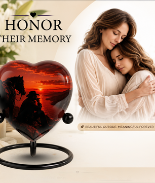 Cowboy Sunset Urn for Dad, Personalized Western Cremation Urn for Adult Male Ashes