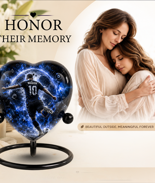 Personalized Soccer Cremation Urn for Ashes | Adult Sports Memorial Urn for Dad & Men