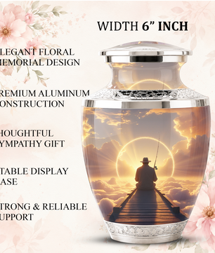 Fishing in Heaven Funeral Urn for Dad - Custom Keepsake Memorial Urns for Male Ashes