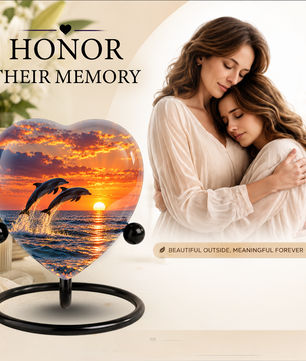 Dolphin Couple Cremation Urn for Ashes, Dolphin Memorial Urn, Personalized Ocean Urn, Heart Shaped Cremation Urn,