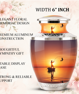 Gone Fishing Cremation Urn for Dad, Personalized Fishing Urn for Human Ashes
