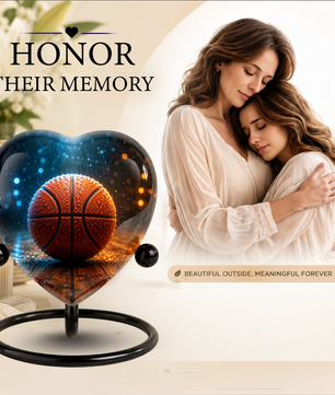 Basketball Heart-Shaped Adult Cremation Urn – Basketball Adult Urn for Human Ashes