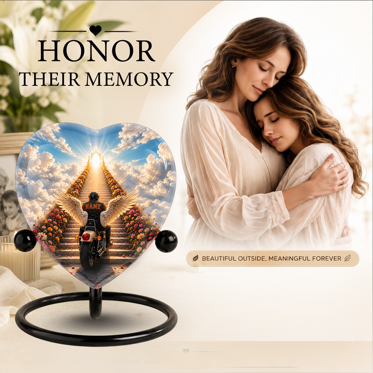 Personalized Motorcycle Cremation Urn for Dad, Adult Male Ashes Memorial Urn, Custom Urn for Father, Son or Man