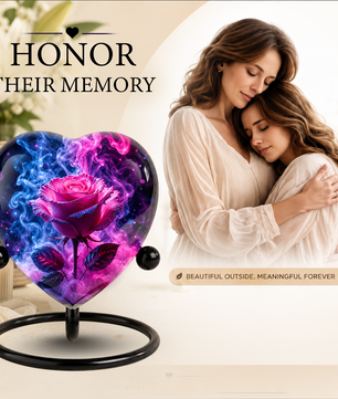 Pink Rose Adult Urn – Adult Urn for Ashes, Rose Cremation Urn, Heart-Shaped Adult Cremation Urn