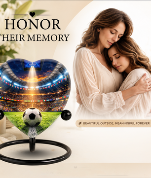 Football Soccer Adult Cremation Urn for Ashes, Personalized Sports Memorial Urn for Men & Adults