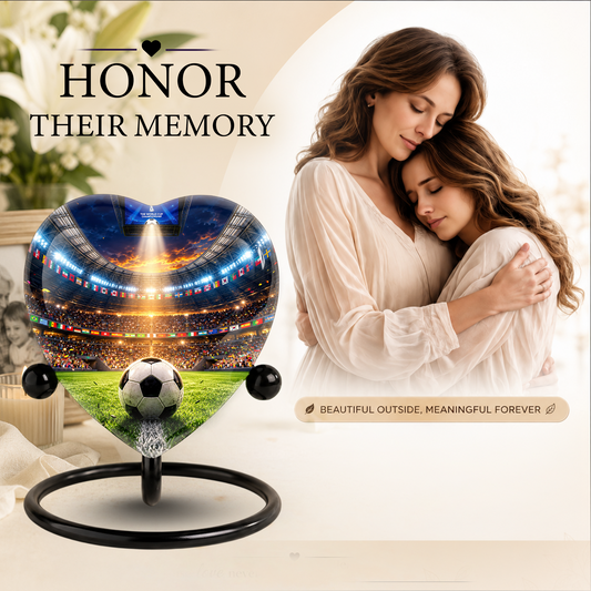 Football Soccer Adult Cremation Urn for Ashes, Personalized Sports Memorial Urn for Men & Adults