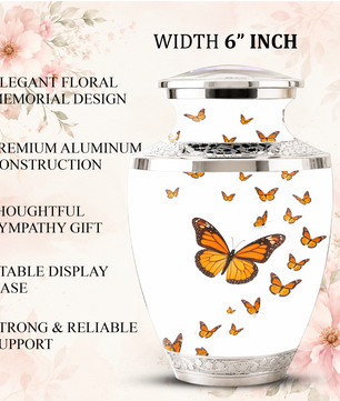 Monarch Butterfly Cremation Urn for Mom, Butterfly Memorial Urn for Women