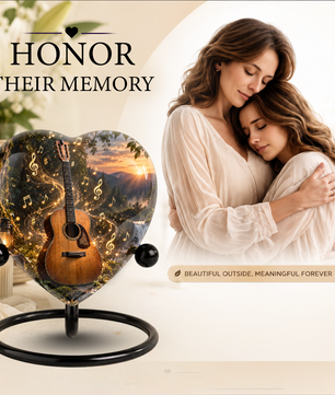 Guitar Cremation Urn for Ashes, Musician Memorial Urn, Heart Shaped Memorial Urn