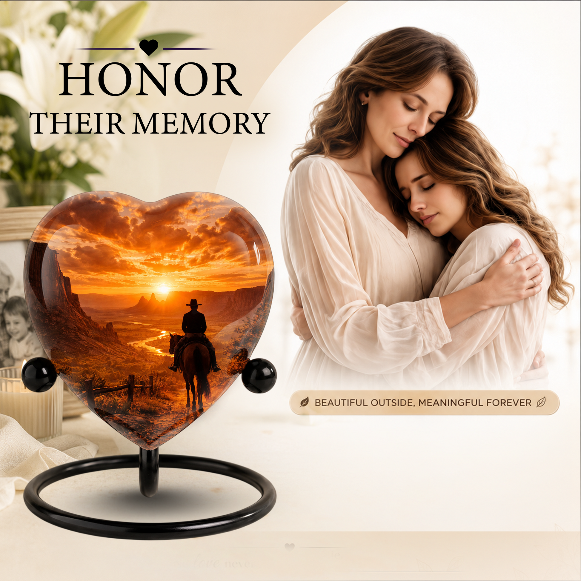 Cowboy Sunset Urn for Dad | Personalized Western Urn for Father & Ashes