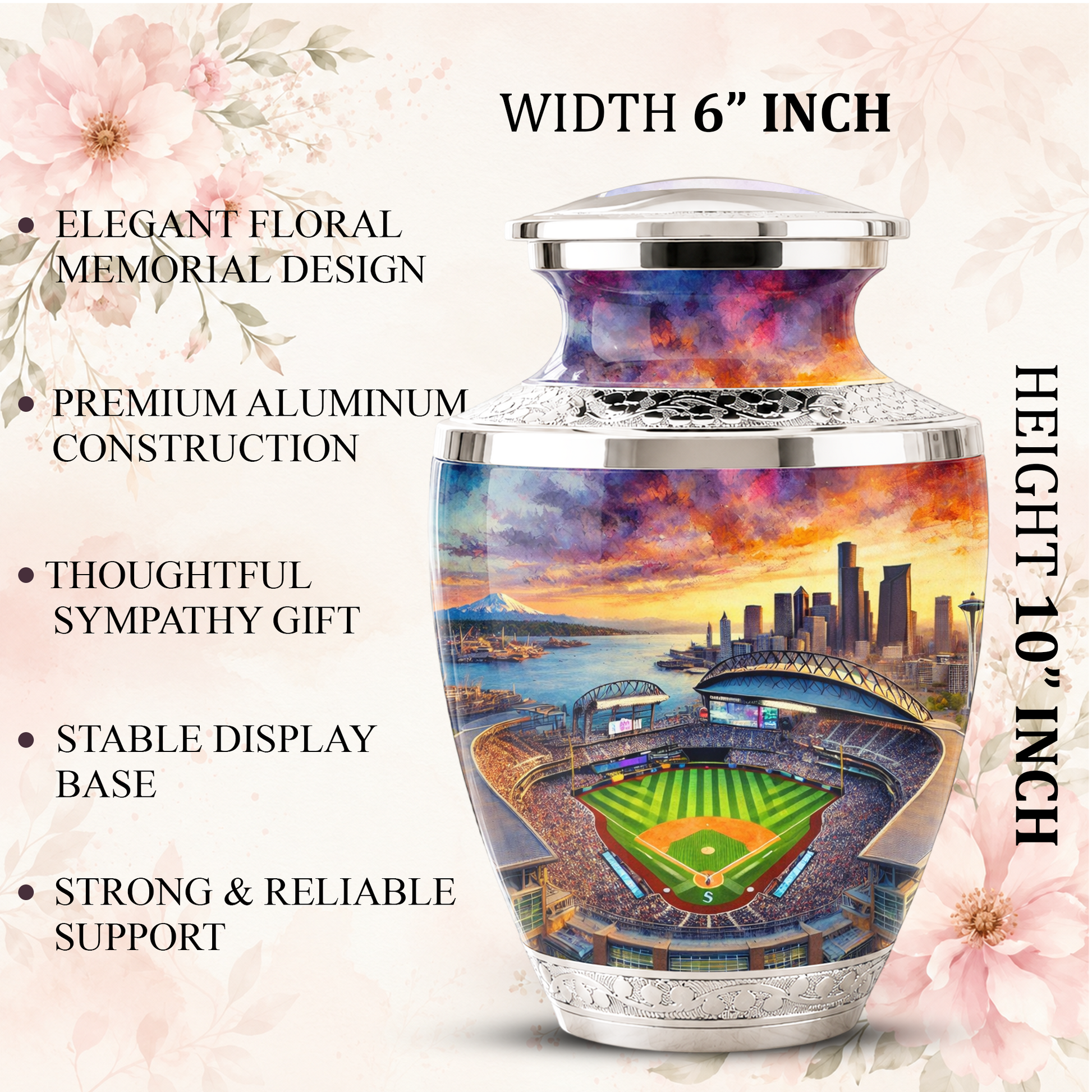 Customizable Baseball Stadium Cremation Urn for Men - Custom Baseball Ashes Urn