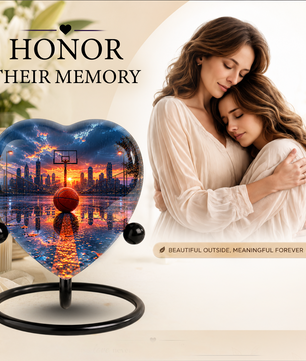 Basketball Sunset Adult Urn – Sports-Themed Adult Cremation Urn for Ashes