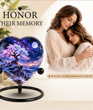 Cherry Blossom Adult Urn for Ashes, Tree of Life Memorial Urn, Pink Sakura Tree Cremation Urn