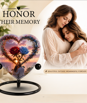 Heart Shaped Adult Cremation Urn for Ashes – Beautiful Rose Memorial Urn for Loved Ones