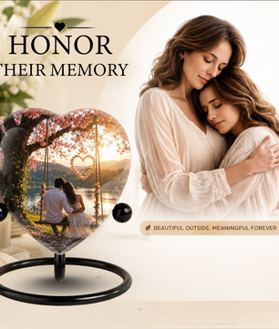 Loving Couple Heart Cremation Urn for Adults – Beautiful Adult Urn for Ashes, Romantic Memorial Urn for Husband & Wife