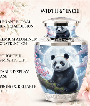 Panda Cremation Urn for Mom, Personalized Moon Memorial Urn for Baby Ashes