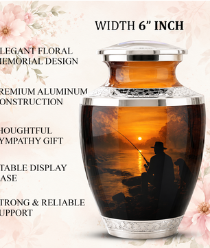Personalized Fishing Cremation Urn for Male, Fishing Memorial Urn for Father