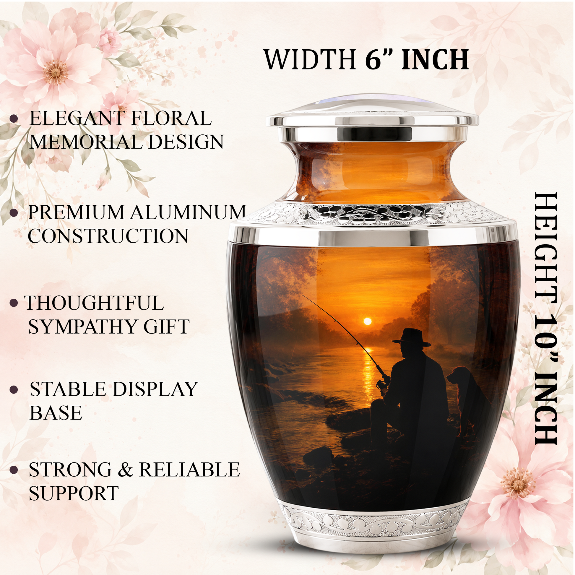Personalized Fishing Cremation Urn for Male, Fishing Memorial Urn for Father