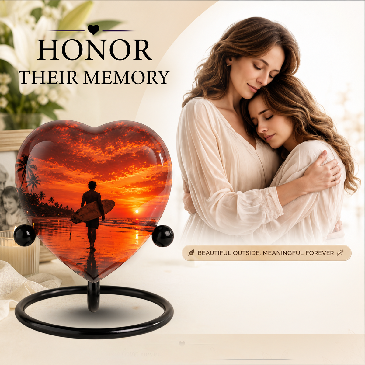 SEO Title  Beach Cremation Urn for Dad, Personalized Ocean Urn for Adult Male Ashes, Surfing Memorial Urn for Father