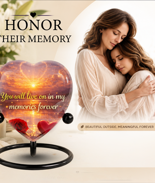 Heart-Shaped Sunset Memorial, Adult Cremation Urn, Adult Urns for Ashes, Romantic Keepsake Memorial