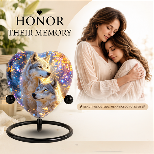 Wolf Heart Adult Urn for Ashes – Majestic Wolf Memorial Cremation Urn