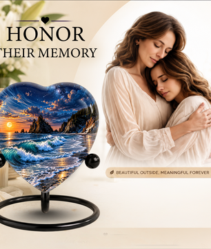 Ocean Wave Heart Cremation Urn for Ashes, Personalized Adult Memorial Urn, Beach Urn for Loved One
