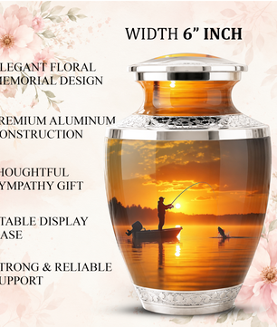 Gone Fishing Memorial Urn for Dad, Personalized Hunting Themed Urn for Human Ashes