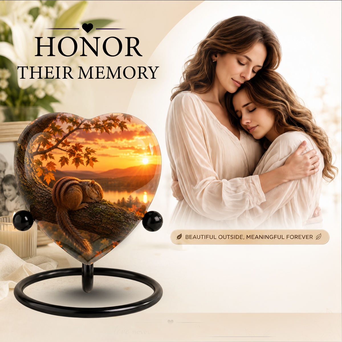 Squirrel Cremation Urn for Ashes | Personalized Adult Memorial Urn| Nature & Wildlife Cremation Urn
