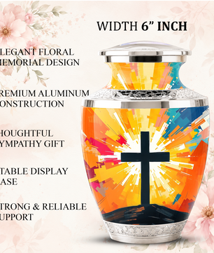 Religious Cross Cremation Urn for Men & Women, Personalized Christian Memorial Urn