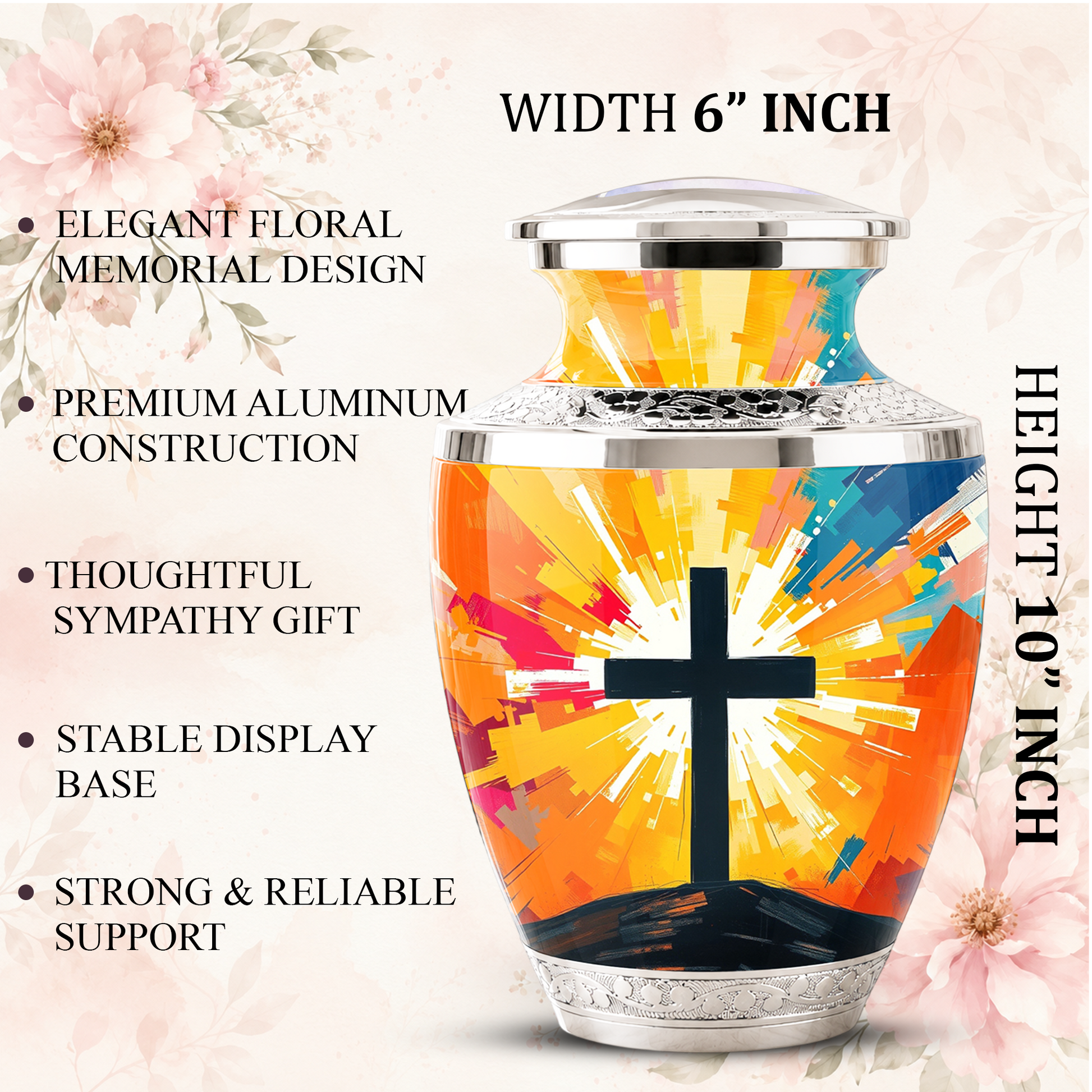 Religious Cross Cremation Urn for Men & Women, Personalized Christian Memorial Urn