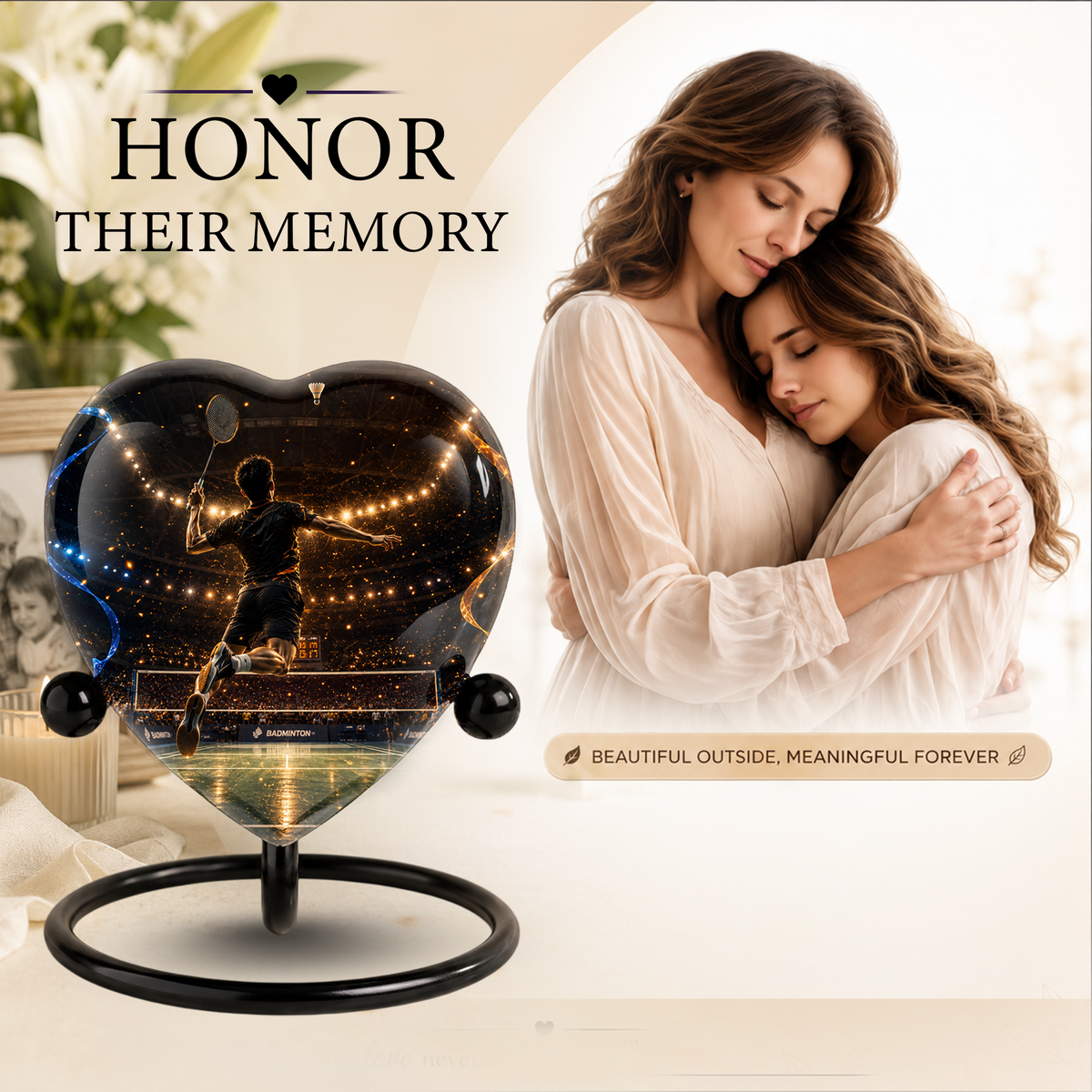 Personalized Badminton Cremation Urn for Ashes | Adult Urn for Dad, Men