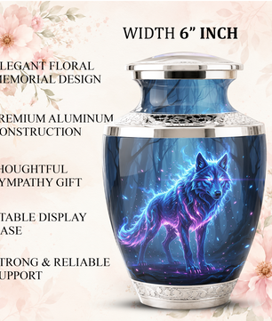 Wolf Cremation Urn for Human Ashes, Personalized Memorial Urn for Men