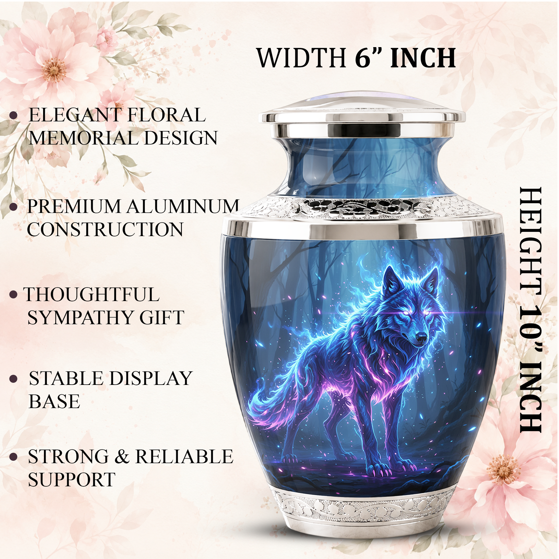 Wolf Cremation Urn for Human Ashes, Personalized Memorial Urn for Men