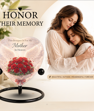 Rose Urn for Mom – Heart-Shaped Mother in Heaven Cremation Memorial Urn