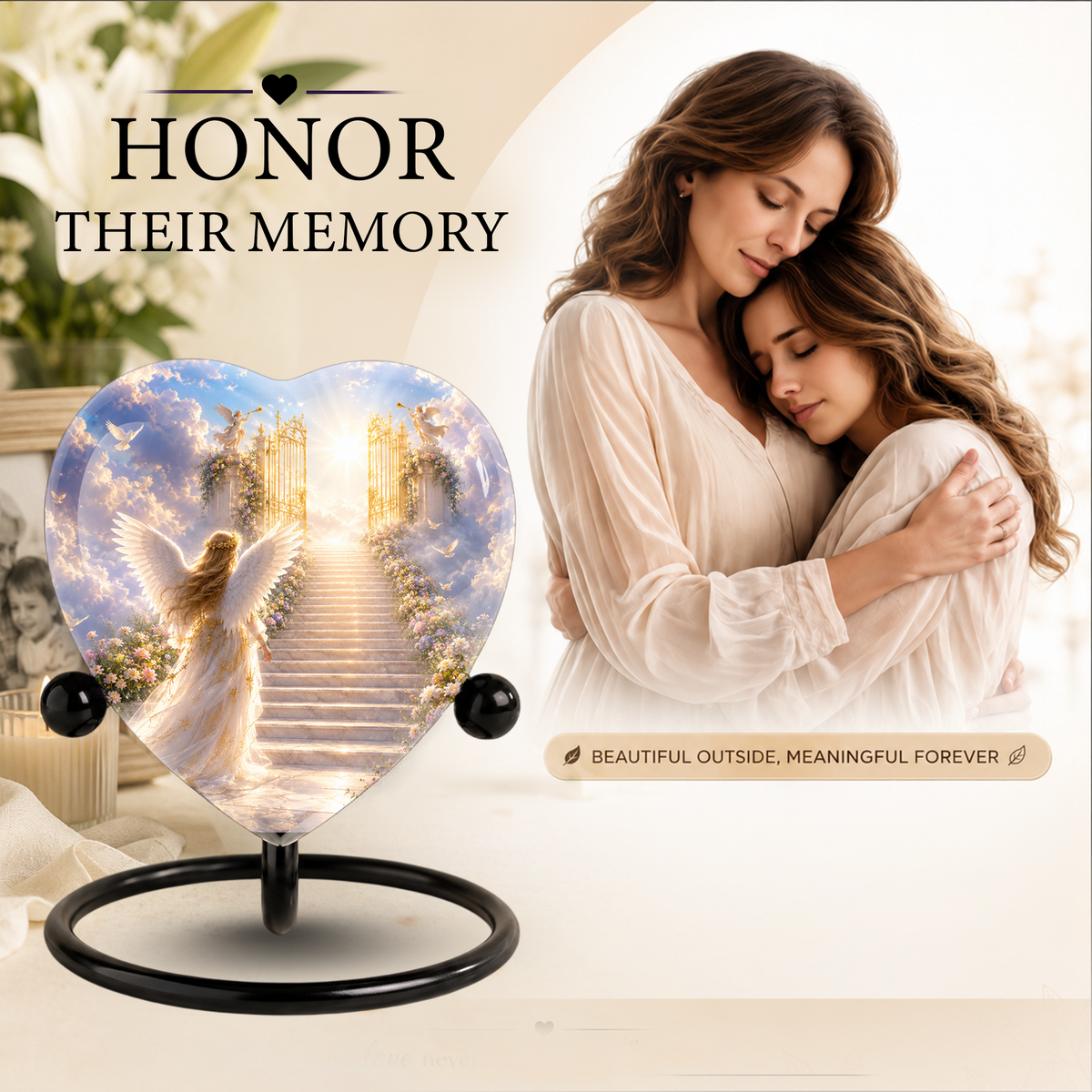 Angel Heaven Urn for Mom – Beautiful Female Adult Cremation Urn, Angel Wing Memorial Urn for Women