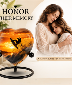 Personalized Urn for Dad, Adult Male Cremation Urn for Ashes, Surfing Memorial Urn for Father & Son