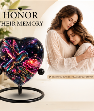 Hummingbird and Rose Urn for Ashes, Celestial Floral Adult Cremation Urn