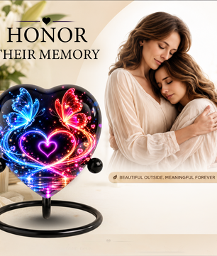 Butterfly Adult Urn for Ashes, Blue and Red Butterfly Heart Memorial Urn, Colorful Love and Light Cremation Urn