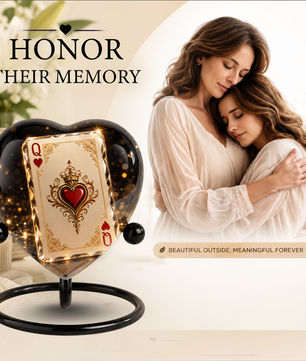 Queen of Hearts Adult Urn – Elegant Adult Cremation Urn for Ashes, Heart Memorial Urn