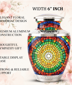 Stained Glass Cremation Urn for Human Ashes, Personalized Memorial Urn for Adult