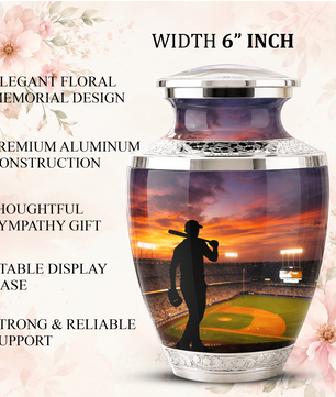 Baseball Player Cremation Urn for Dad, Personalized Baseball Memorial Urn for Son